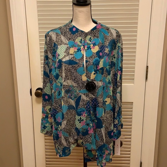 16. IC By Connie K Asymmetrical Jacket in Teal - Picture 15 of 16